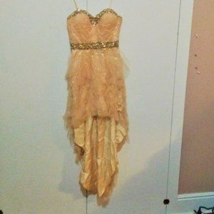 Asymmetrical Tan Prom Dress Size 8